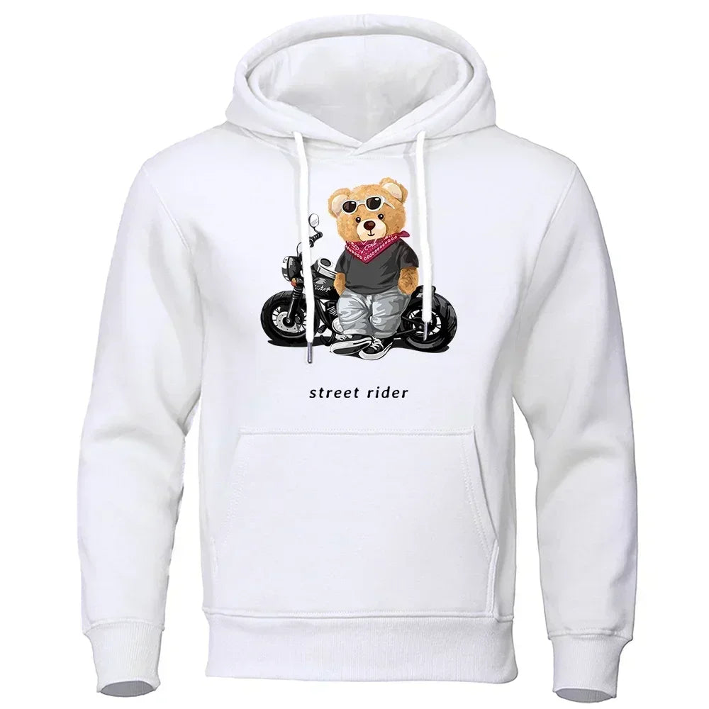 Men's Teddy Bear Hooded Sweatshirt, Super Big Hat Sweatshirt, Casual, Loose, Personalized, Fun, Suitable for Motorcycle Riders