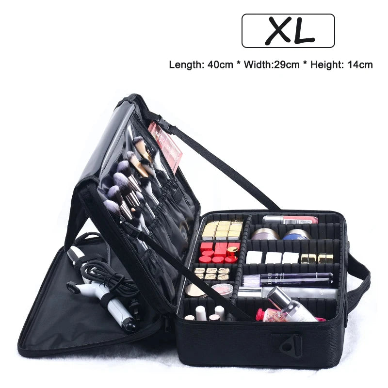 Professional Cosmetic Bag for Women Leather Cosmetic Bags Waterproof Oxford Large Capacity Travel Makeup Case for Makeup Artist