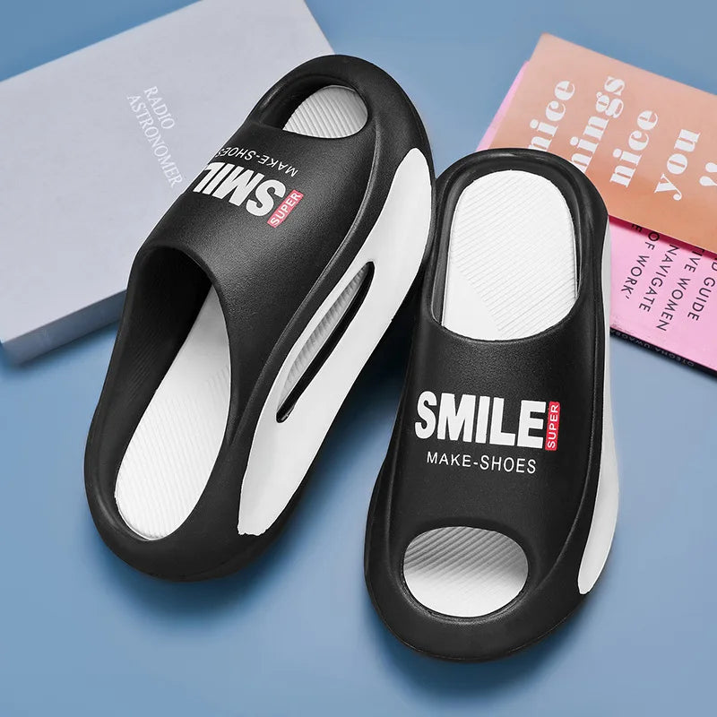 Men Slippers New Slides with a Sense High Aesthetic Value External Wear Anti Slip Thick Bottom, Beach Cool Slippers for Men