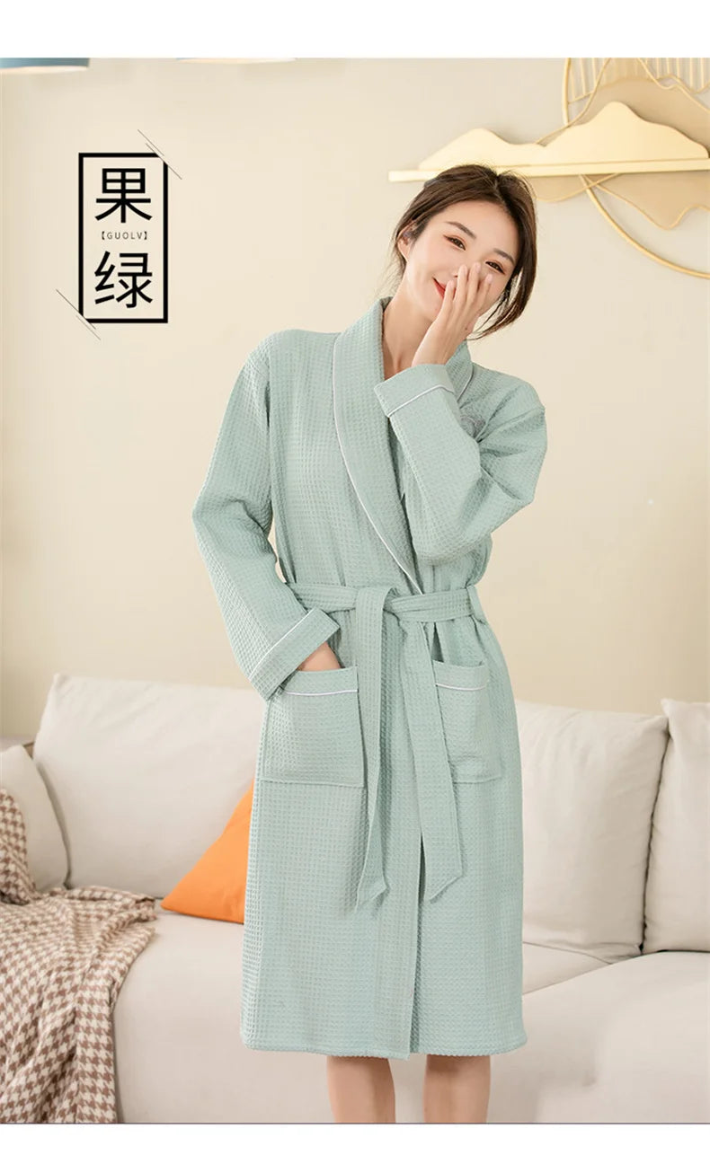 Top Quality Autumn Winter Bathrobes Couple Towel Terry Cotton Robe Men's Elegant Five-star Hotel Home Wear Bath RobeAbsorb Water