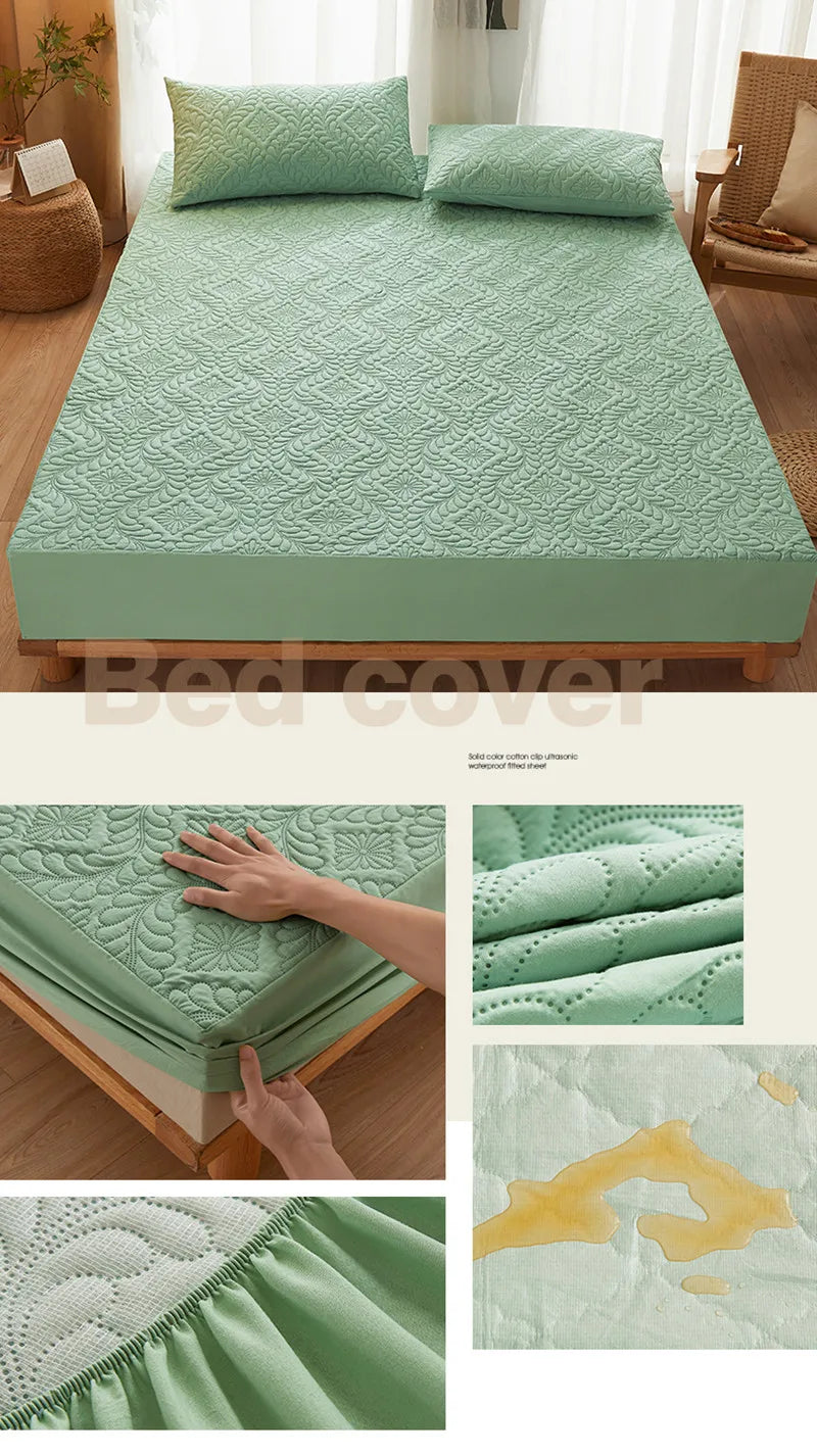 Quilted Waterproof Mattress Protector Cover Elastic Fitted Sheet Style Double Bed Protection Pad Twin Queen King 140 160x200cm