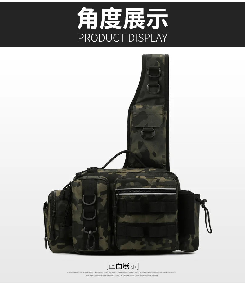 Fishing Tackle Backpack Lure Box Gear Storage Bag Fanny Pack for Men Fly Fishing Backpack with Rod Holder Sling Shoulder Bag