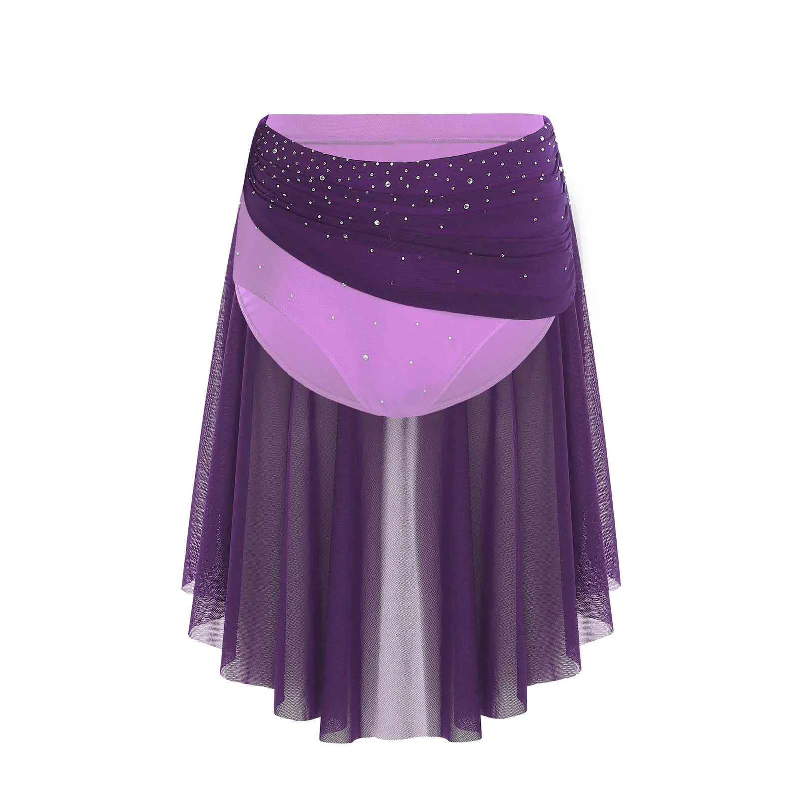 Modern Ballet Dance Set for Women Mesh Top with Skirted Briefs 2 Piece Lyrical Outfits Ballerina Girls Stage Performance Costume