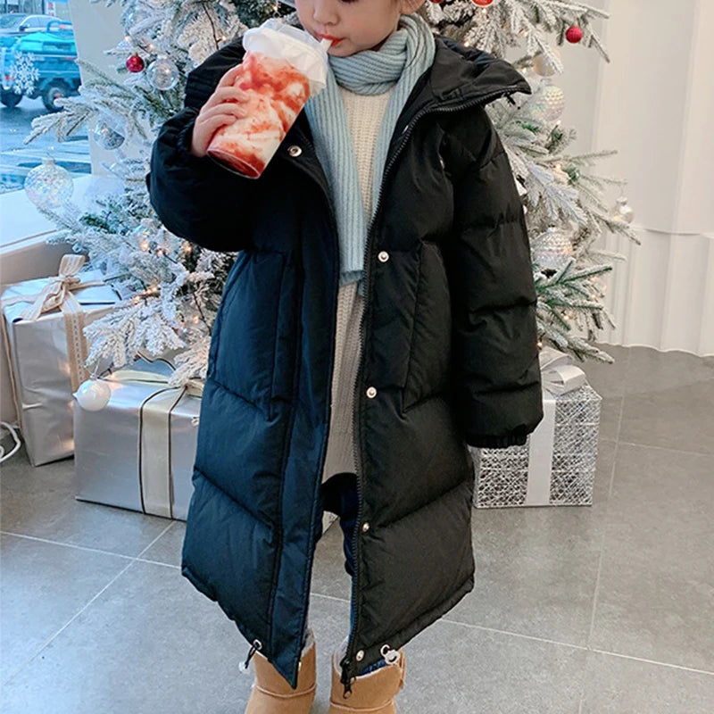 Children's Winter Jacket for Girl Long Warm Parka Down Cotton Coat New Kids Windbreaker Cold Clothes Teenager Overcoat Snow Wear