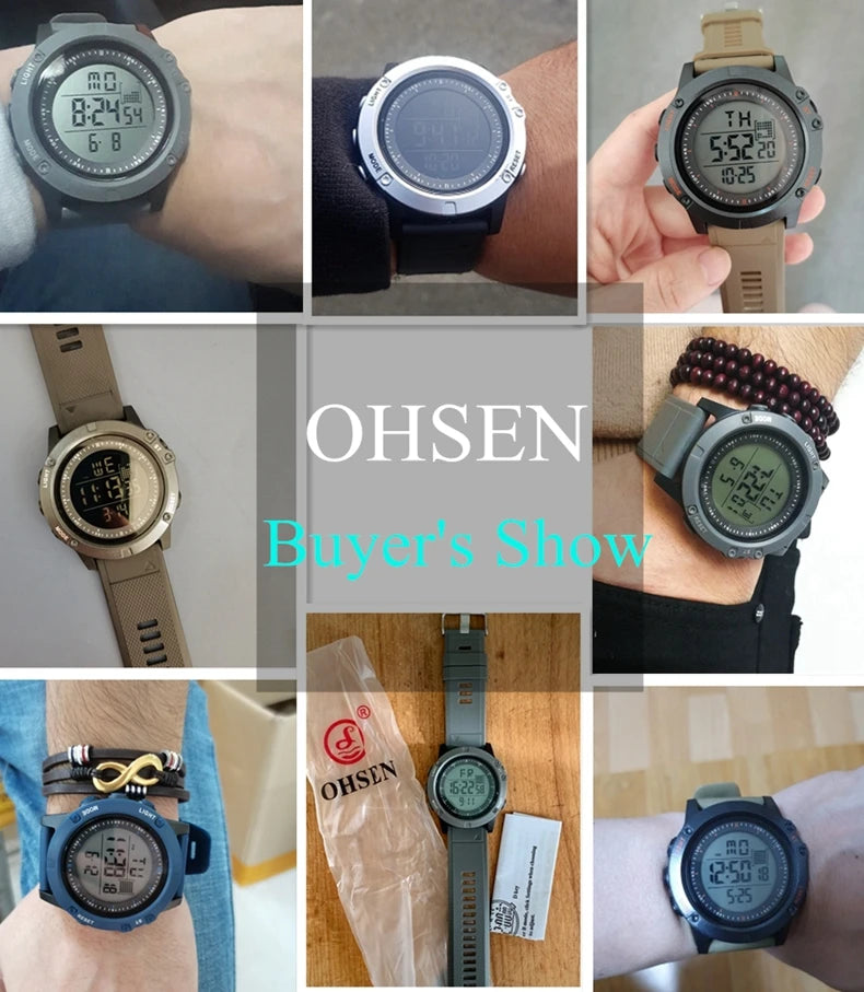 Men Watches Outdoor Sport Waterproof Digital Watch for Men Large LED Dial Fashion Khaki Military Wristwatch Relogio Masculino