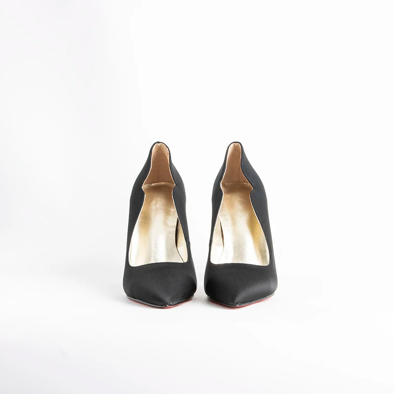 luxury Red Bottom Black Pointed toe Heels for Women Shoes Elegant and Classy Designer Slingback Heels High Quality big Size