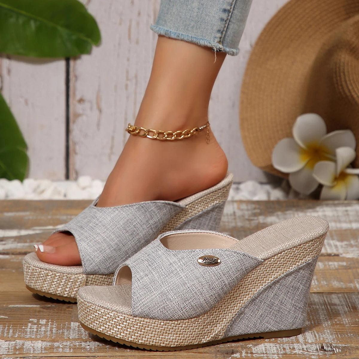 Sandales compensées pour femmes – Sandales à plateforme confortables à enfiler