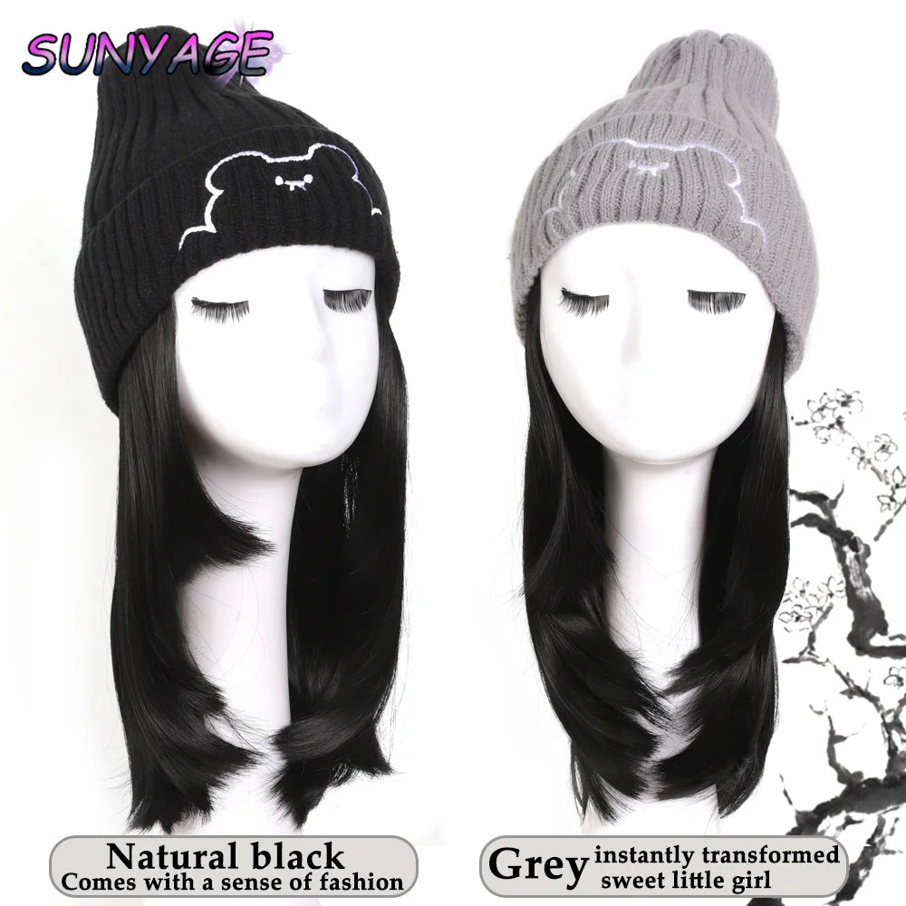 Gorro con peluca y extensión de cabello