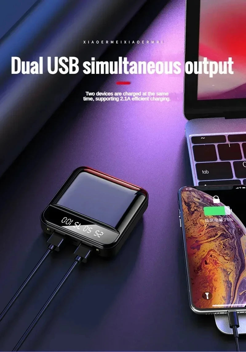 20000mah Large Capacity Mobile Power Bank Battery Display LED Lighting Mini Portable Outdoor Phone Universal Fast Charging