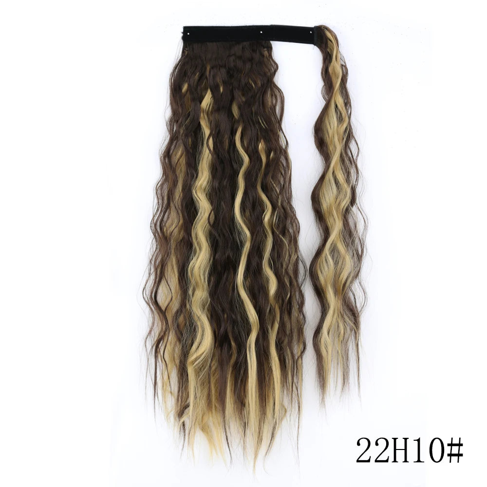 LISI GIRL Synthétique 22/34 Pouces Queue de Cheval enroulée Extensions de Cheveux Bouclés Afro Longs Postiches Queue de Cheval Faux Cheveux Résistant à la Chaleur