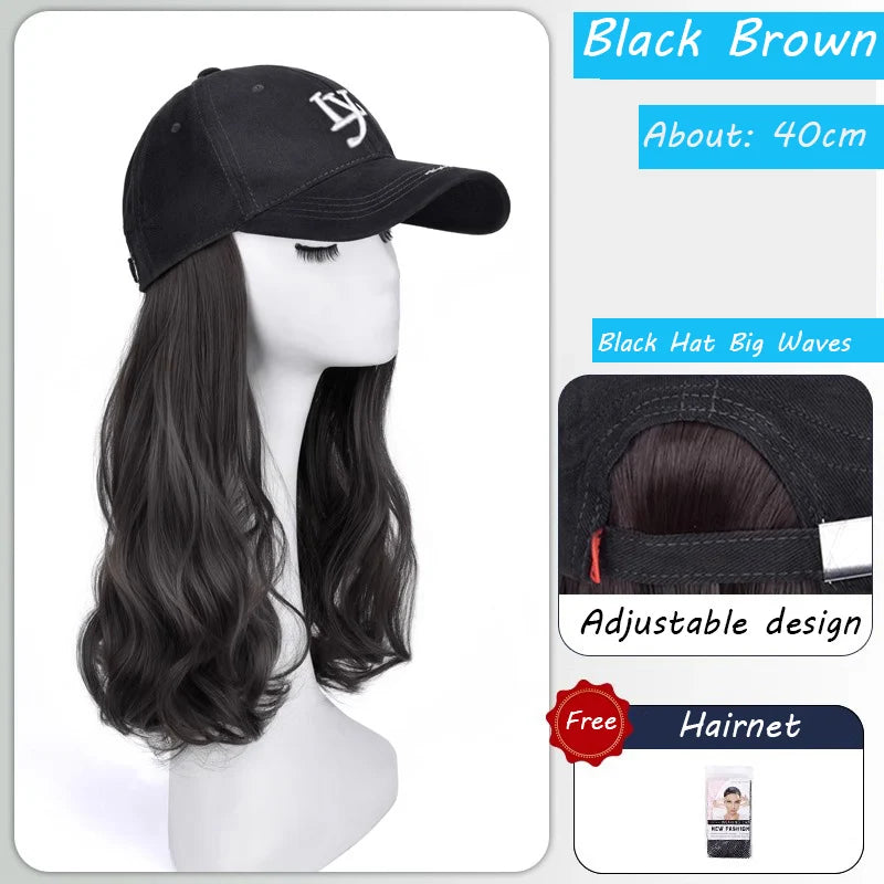 Synthetic Wig Hat Integrated Female New Highlight Fashion Hat Wig Fashion Baseball Cap Long Straight Hair Daily Wear