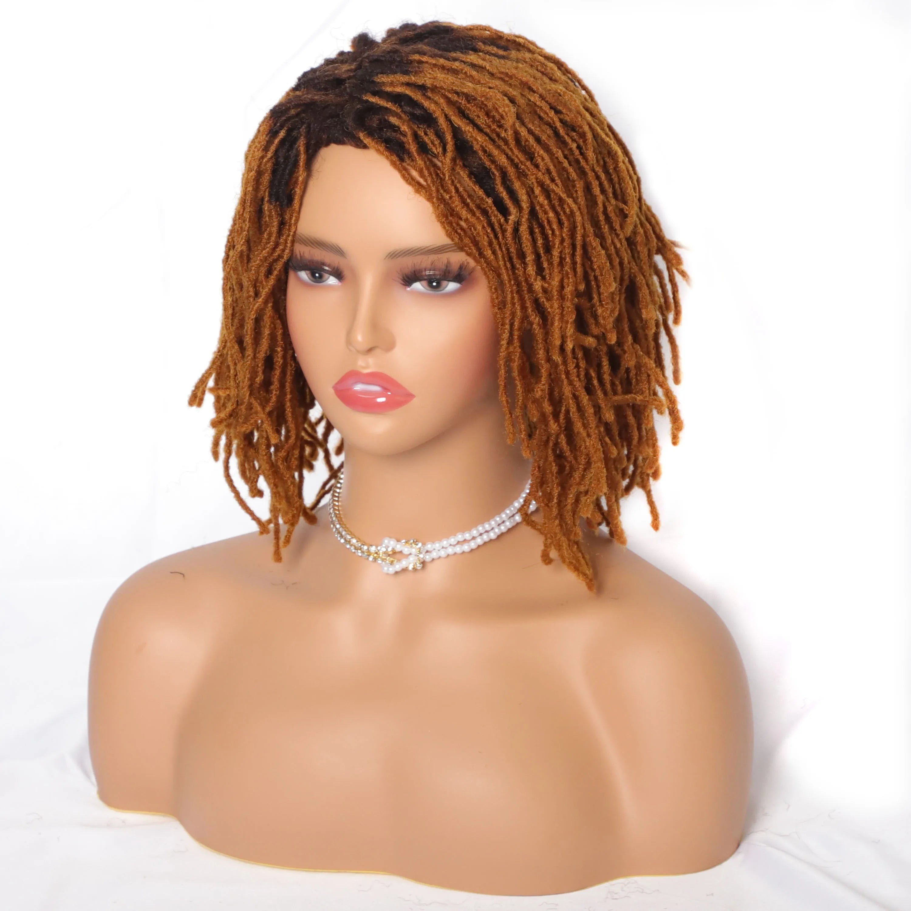 10Inches Braided Wigs  Afro Bob Wig Synthetic DreadLock Wigs For Black Woman Short Curly Ends Cosplay Yun Rong Hair