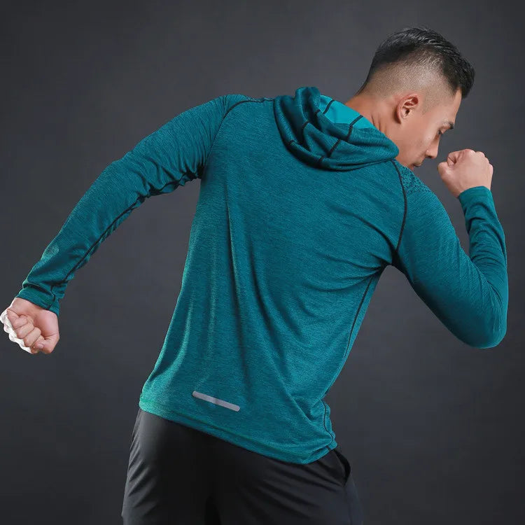 Men Hoodies Summer Running Fitness Casual Hooded Quick Dry Sweatshirts Solid Pullover Shirts with Hood Outdoor Gym Hoodie Man