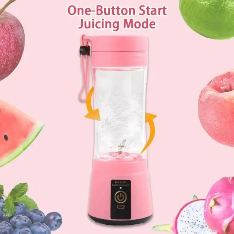 Portable USB Charging Electric Juice Extractor Cup Automatic Mini Juicer with 6 Leaf Blade Rechargeable Fruit Blender Cup for Ho
