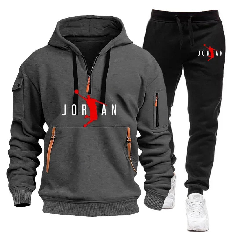 Autumn and winter new trend men's blazer + Tracksuit pants Fashion casual jogging print sportswear outdoor sportswear
