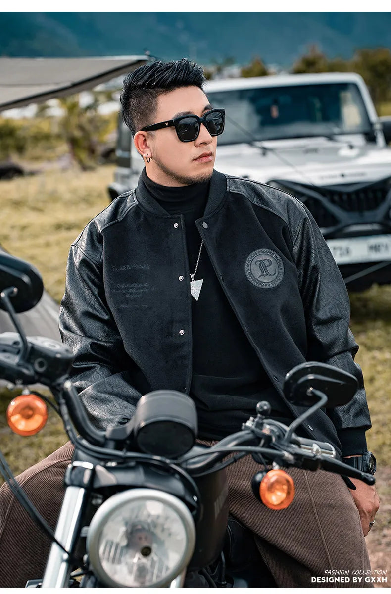 Men's Baseball Jacket, Plus Size, Loose, Spliced Cotton, Basic Mass Jackets, Autumn And Winter American Jacket, 7XL