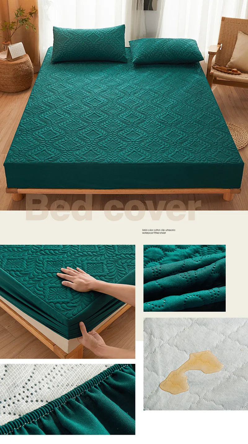 Quilted Waterproof Mattress Protector Cover Elastic Fitted Sheet Style Double Bed Protection Pad Twin Queen King 140 160x200cm