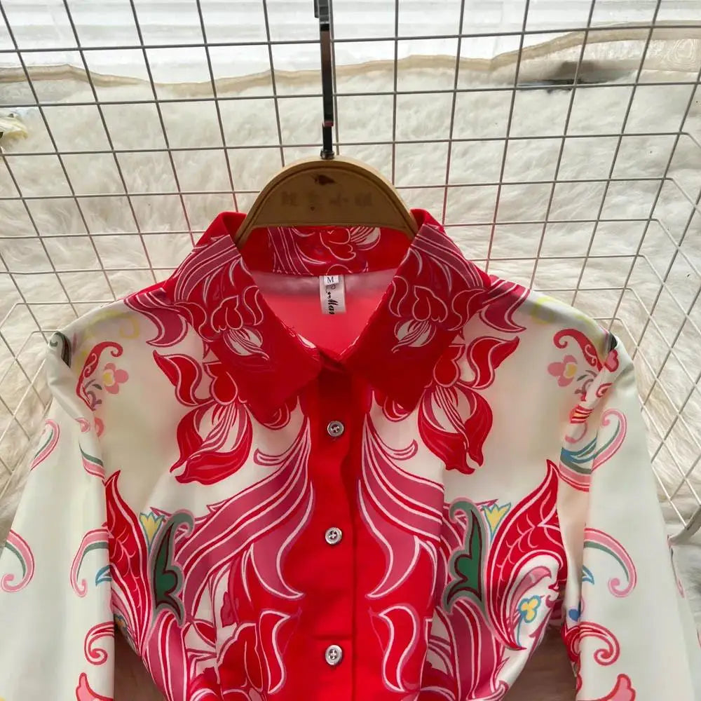 Fashion High-End Feeling Gown Dress Elegant European Court Style Long Printed Slimming New Women's Design Sensation Retro Summer