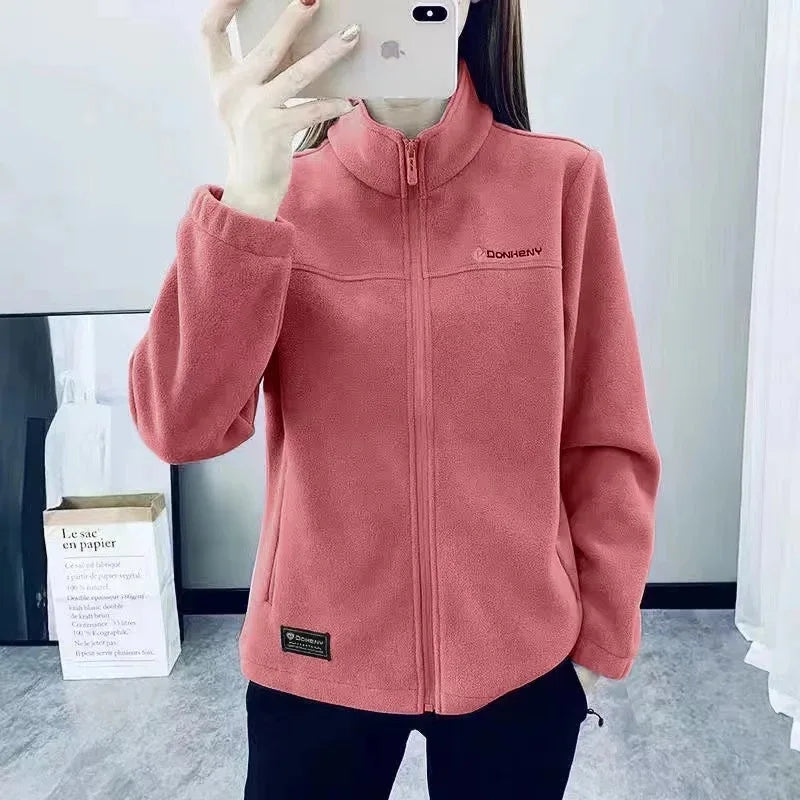 Plus Size XL-5XL Autumn winter Women's Casual Cardigan Jacket Outdoor Sports Snowflake Fleece Top Youth Couple Fleece Clothing