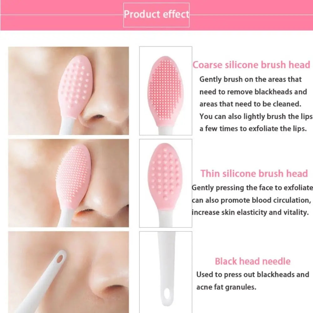Portable Clean Pores Beauty Nose Brush Manual Silicone Clarisonic Soft Fur Facial Brush