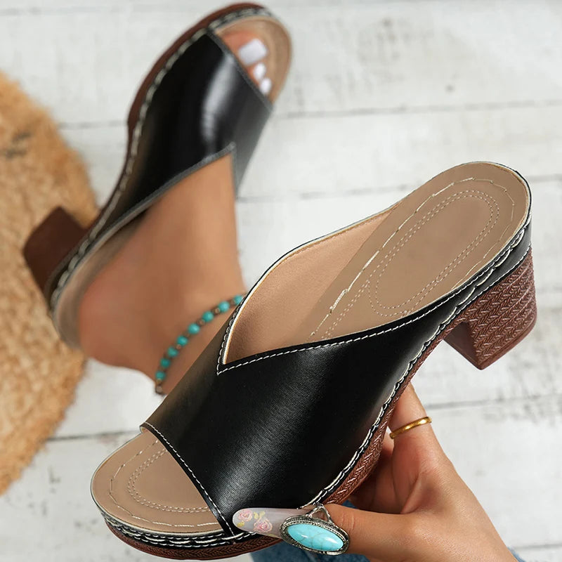 Women's Sandals Summer Heels Sandalias Mujer Peep Toe Woman ShoesCSummer Footwear Women Heeled Slippers Luxury Heeled Shoes