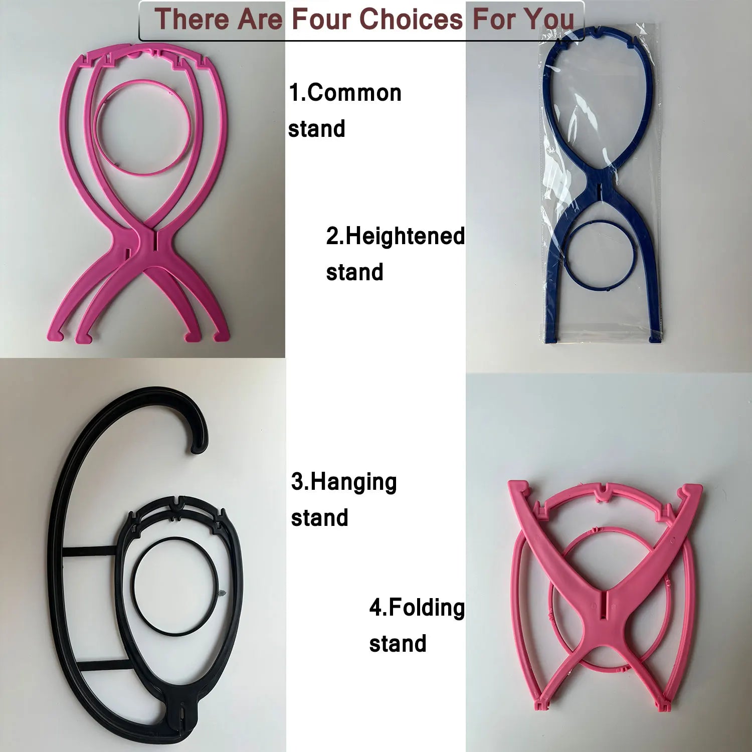 Plastic Wig Stand Portable Wig Head Stand Blank Pink Wig Hang Holder Stand Durable Hair Display Tools Wig Accessories