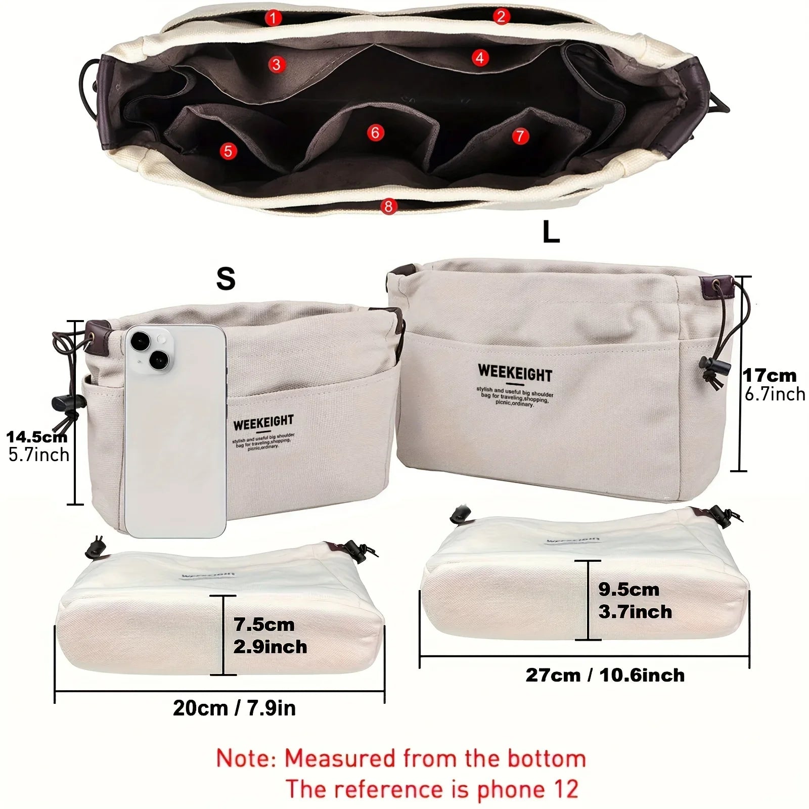 1/2 sacs de rangement en toile à cordon, multipoches, légers et portables, pour vos voyages.