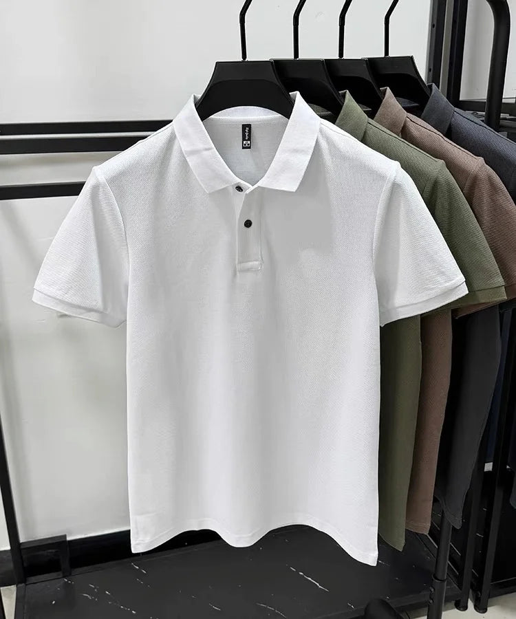 Luxury brand 100% cotton short sleeve men's polo shirt summer high-end fashion classic embroidery business casual golf T-shirt
