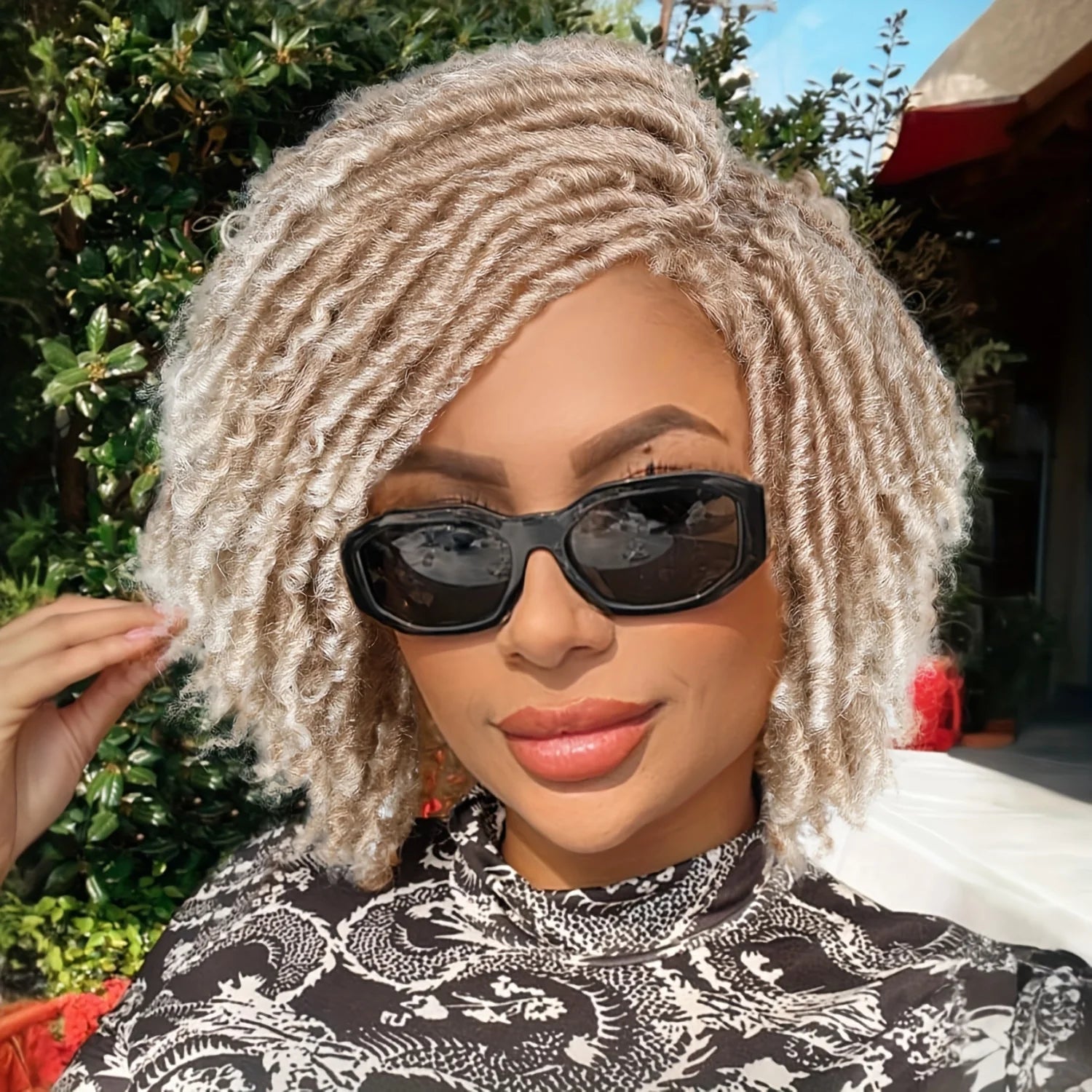 Dreadlocks Wig Synthetic Blonde Mix Light Brown Afro Curly Twist Wig Glueless Faux Locs Wig Natural Soft Dreads Wig For Women