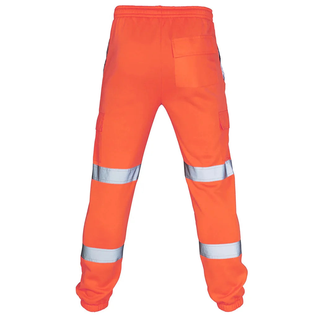 Men Road Work Pants High Visibility Overalls Casual Pocket  Work SplicingTrouser Pants