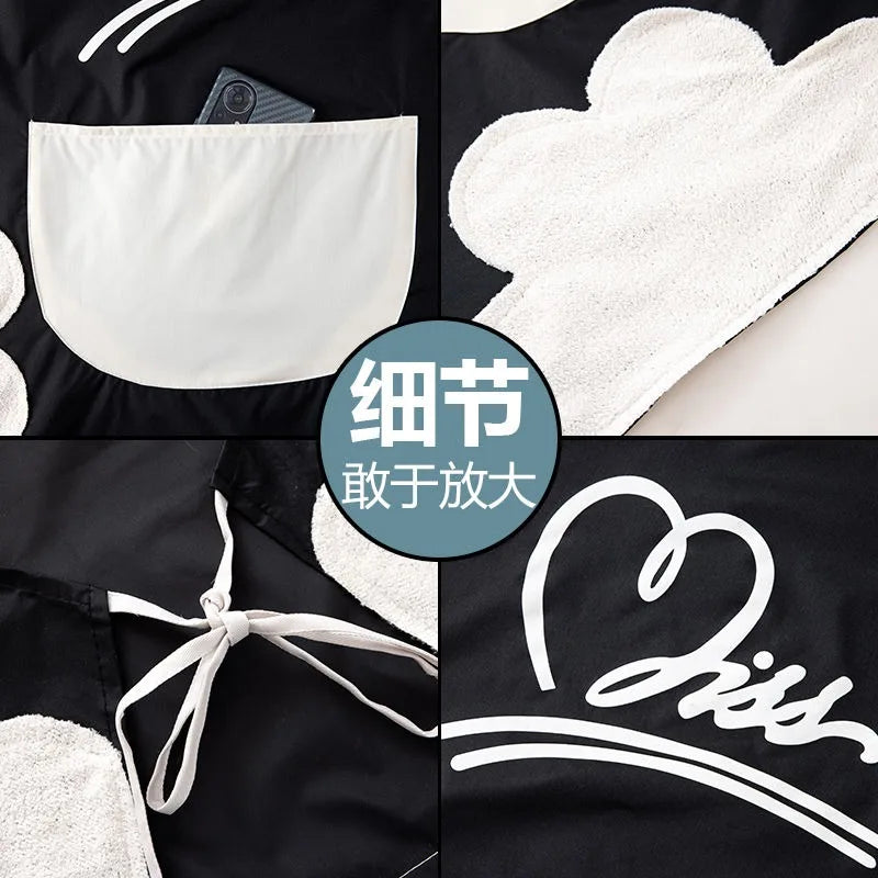 Cute Kitchen Aprons for Woman Men Chef Work Apron for Grill Restaurant Bar Shop Cafes Beauty Nails Studios Uniform