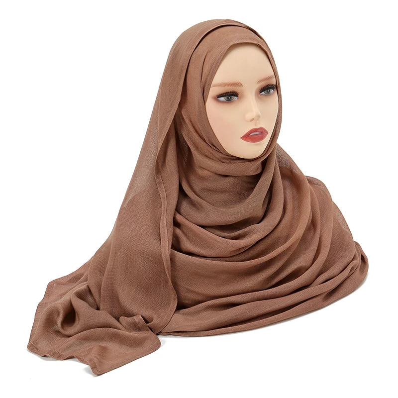 Hijabs musulmanes para mujer, pañuelos finos lisos, chales para mujer musulmana, pañuelo suave de viscosa y rayón, turbante islámico, diadema de 200x85cm