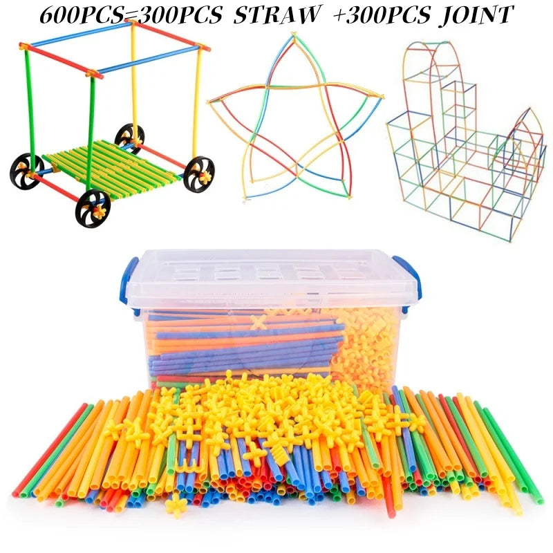 Jouets de construction de paille à faire soi-même, jouets éducatifs d'ingénierie de motricité colorée, jouets de construction STEM