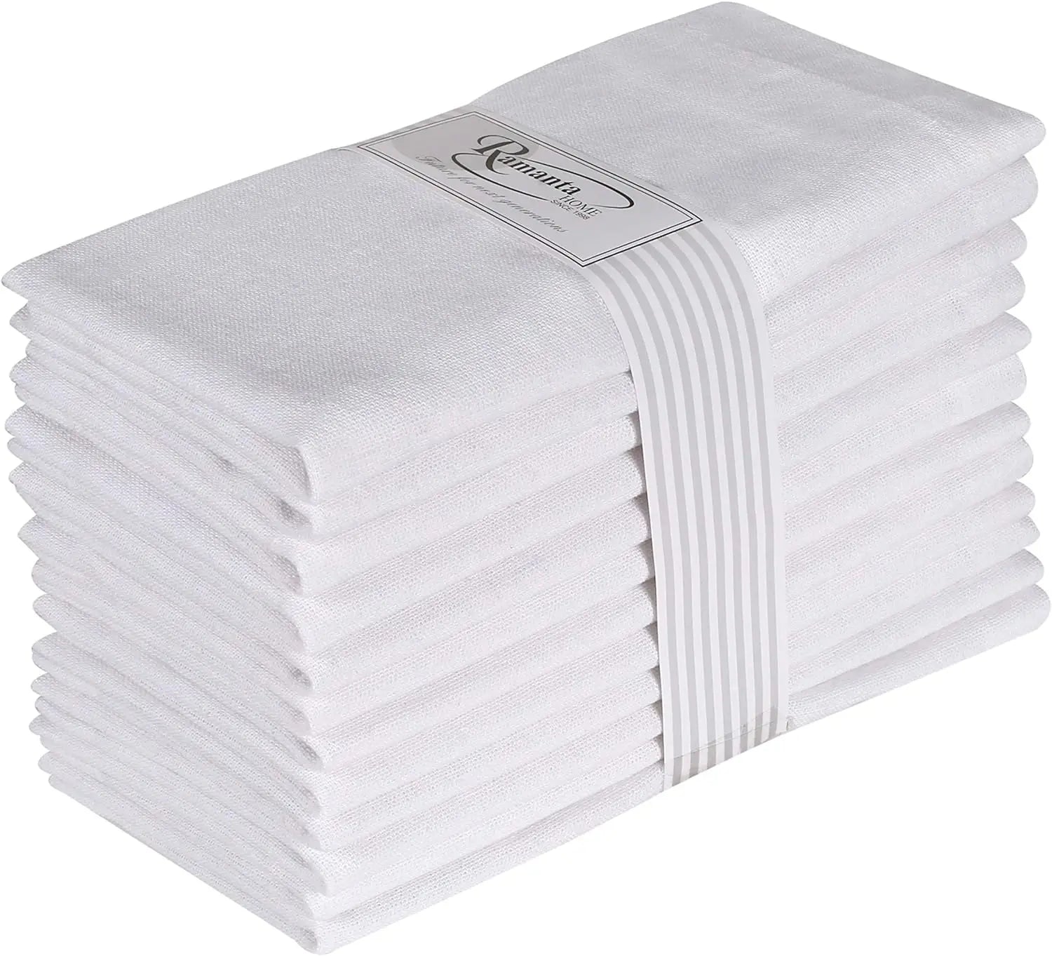 12-Pack 100% Cotton Dinner Napkin 18 by 18-Inch White Napkin Soft Absorbent Comfortable - Ideal for Events and Regular Use