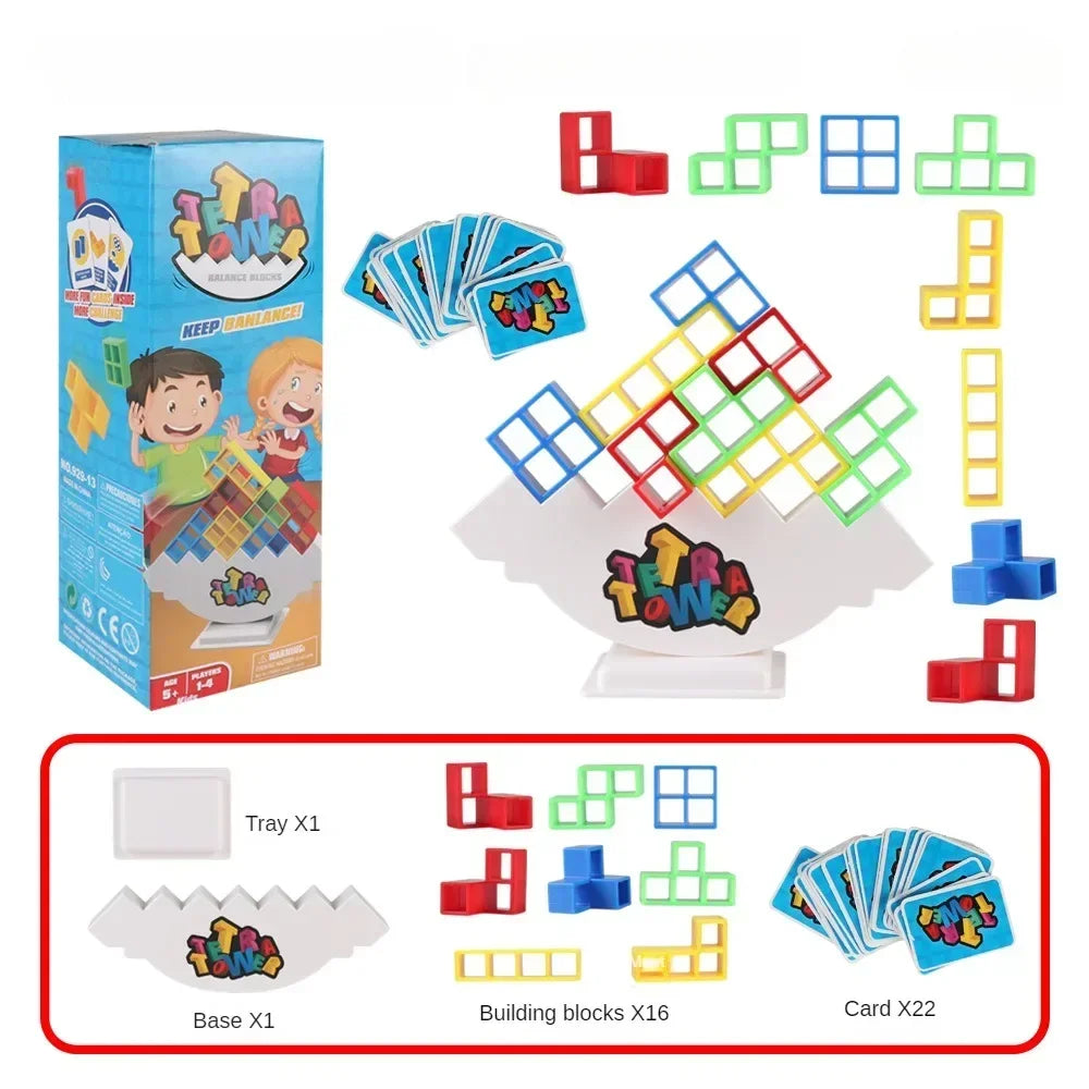 16-64 Jouets de construction Blocs de construction russes Jeu de tour Tetra Jeu de table d'empilage d'équilibre de balançoire pour enfants et adultes