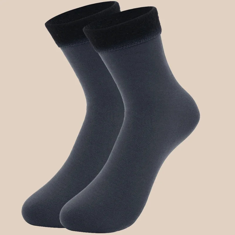 Harajuku Autumn Winter Warm Solid Women Sock Wool Thicken Thermal Socks Black Skin Seamless Snow Hosiery Velvet Home Floor Socks