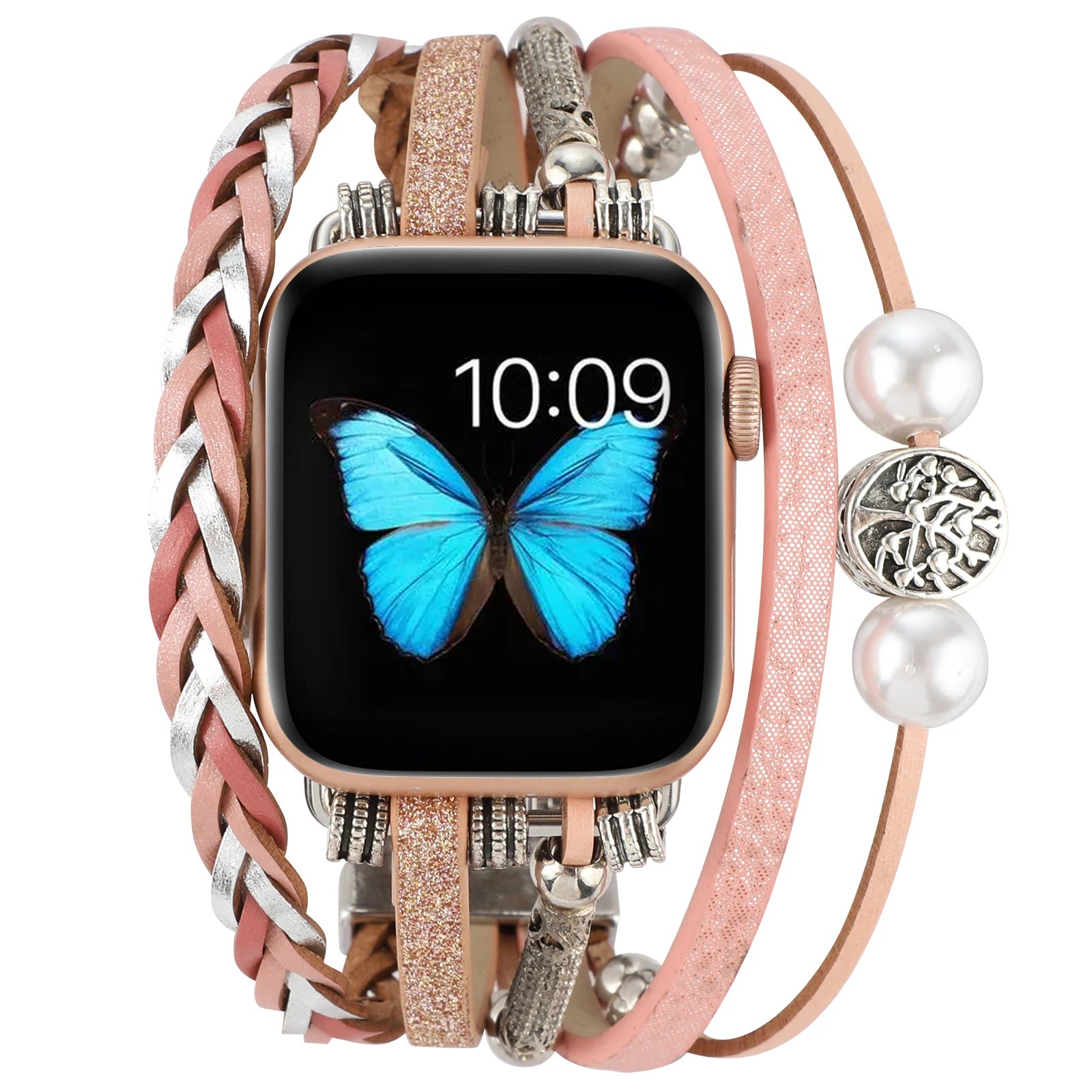 Metal Strap For Apple Watch Band Series876 SE54Ultra Women Jewelry Bracelet Chain IWatch 49mm 45mm 41mm 40mm 38 44mm Peal Wrist