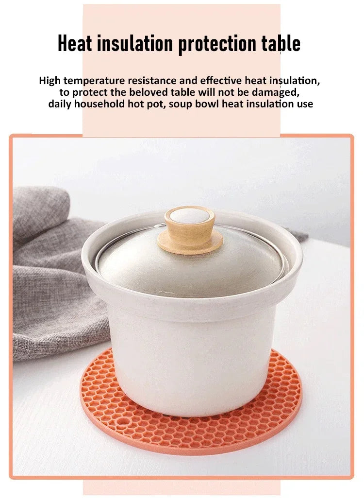 Table mat tool multifunctional kitchen silicone tableware mat, round anti slip and heat-resistant coffee cup coaster, pot holder