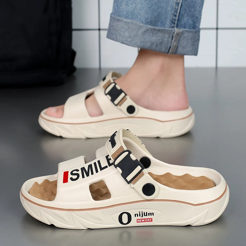 New Men's Massage Slippers Indoor Outdoor Sandals Beach Comfortable Soft Slides Clogs Casual Shoes Men Women Home Slippers