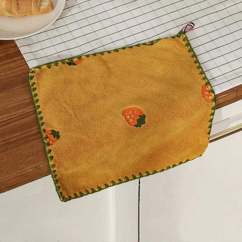 Toalla de mano absorbente con bordado de frutas, supersuave, para colgar, de secado rápido, para baño, cocina.