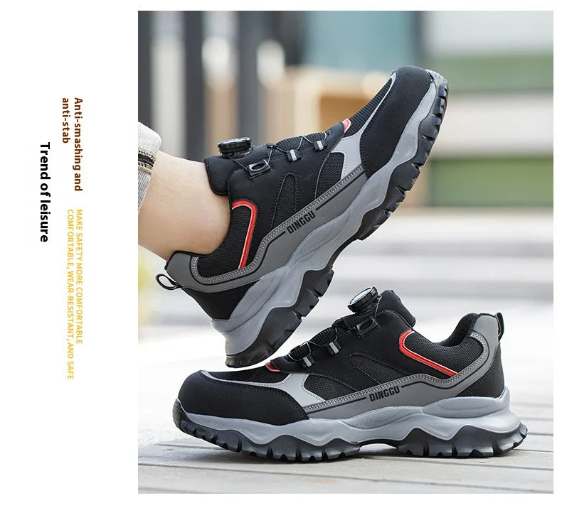 Warehouse Work Shoes for Men Shock Absorbing Anti-Smash Design,Light Sneaker Safety Shoes With Steel Toe Cap Anti-Piercing,