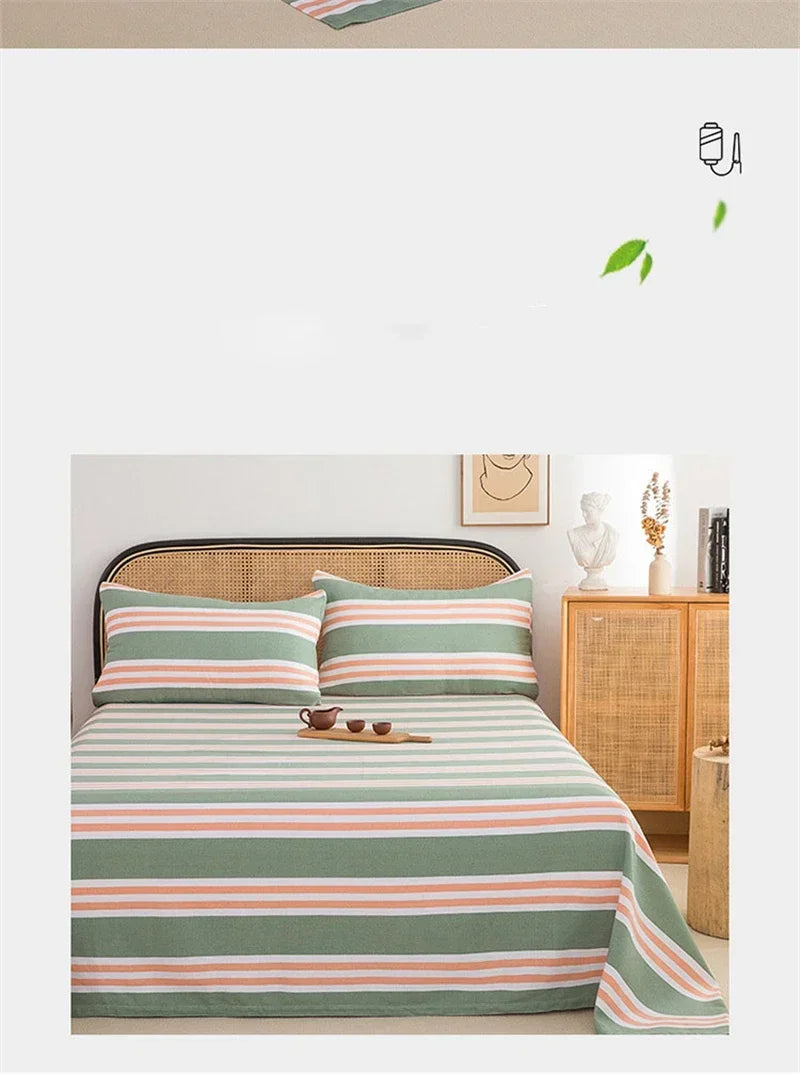 Soft 100% Cotton Coarse Cloth Bed Sheet Thick Sleep Naked Single Double Bedsheet Comfortable Durable Breathable Bed Sheets Queen