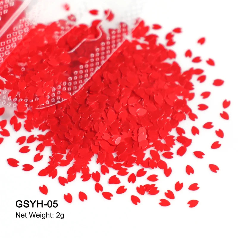 2g Holographic Nail Art Glitter Shiny Sweet Love Red Heart Flakes Sequins 3D Nail Paillette Manicure Valentine's Day Decorations