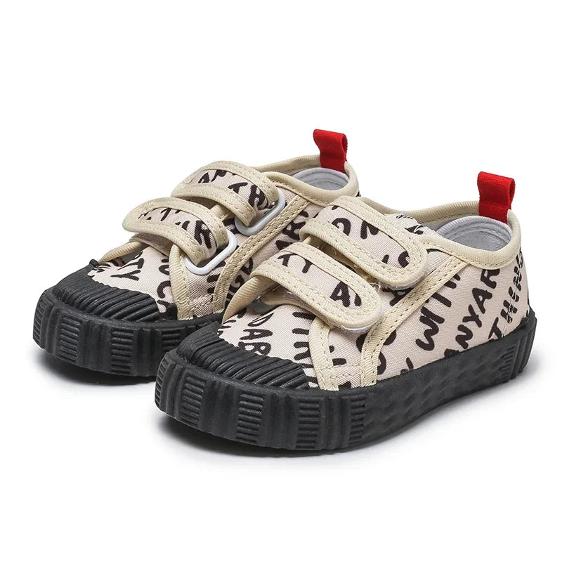 Zapatos para niños y niñas con suela blanda antideslizante, de lona, con letras, informales, para niños pequeños, tenis versátiles y transpirables