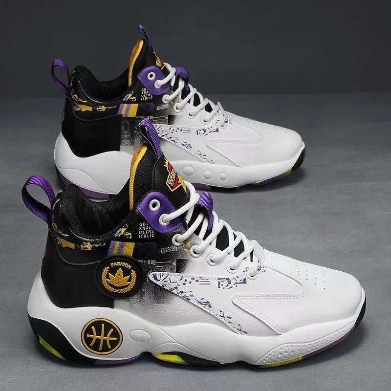High-top Basketball Shoes Men's Summer New Thick-soled Height-enhancing Youth Student Sports Shoes Breathable and Non-slip