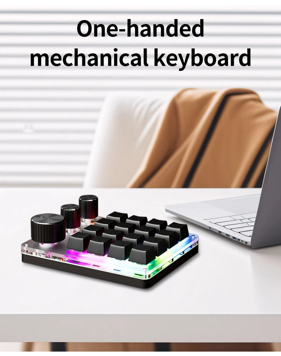 16 Keys 3 Knobs Mechanical Gaming Keyboard USB Wired Bluetooth-Support/ 2.4G Programming Macro Keyboard Custom Hot-swap Keypad