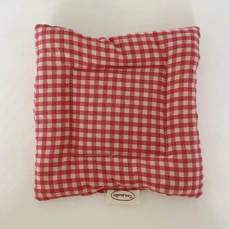 Dessous de verre style coréen fait main en coton à carreaux, coussin isolant, set de table, décoration de la maison, accessoire de cuisine