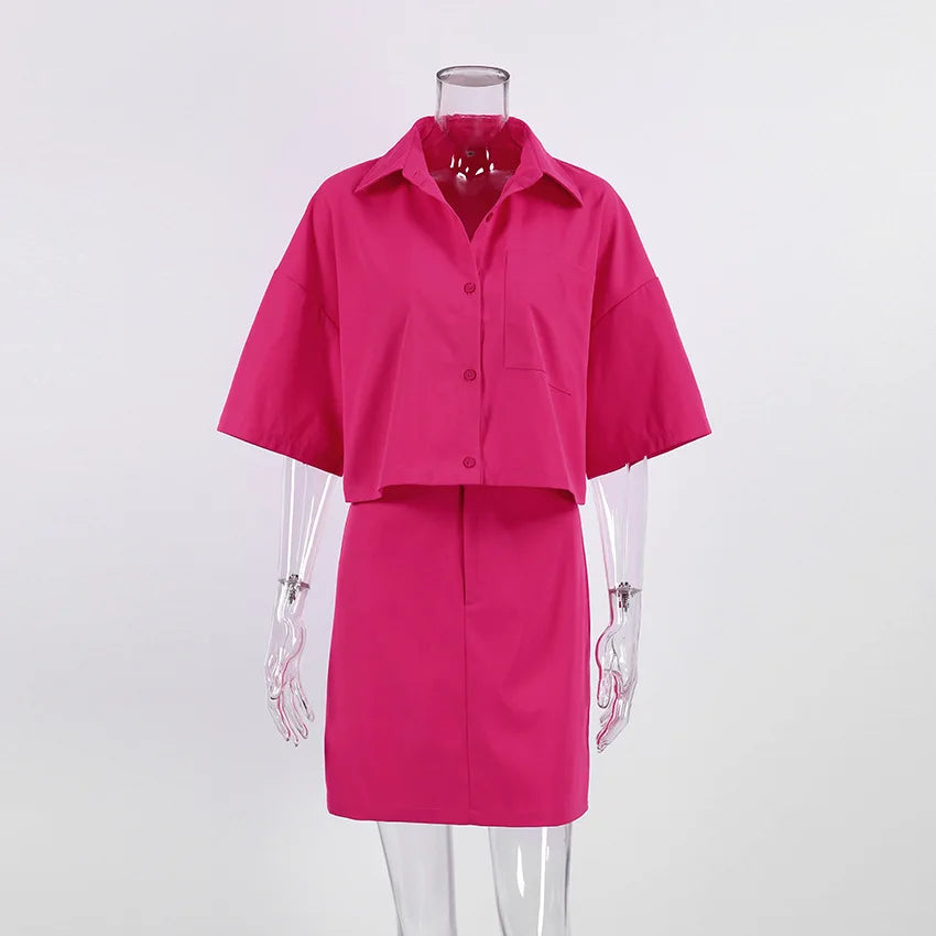 Summer New Punk Skirt Women'S Suit Fashion Casual Half Skirt Short Shirt Short Skirt Suit Two Piece Sets Womens Outifits