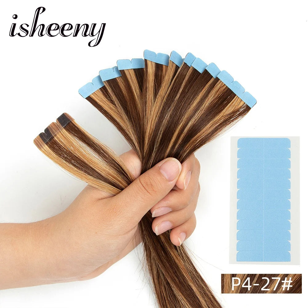 Mini Tape in Human Hair Extensions Machine Remy Adhesive Seamless Tape In Hair Straight Hair Extensions 10pcs/pack 12-24 Inches
