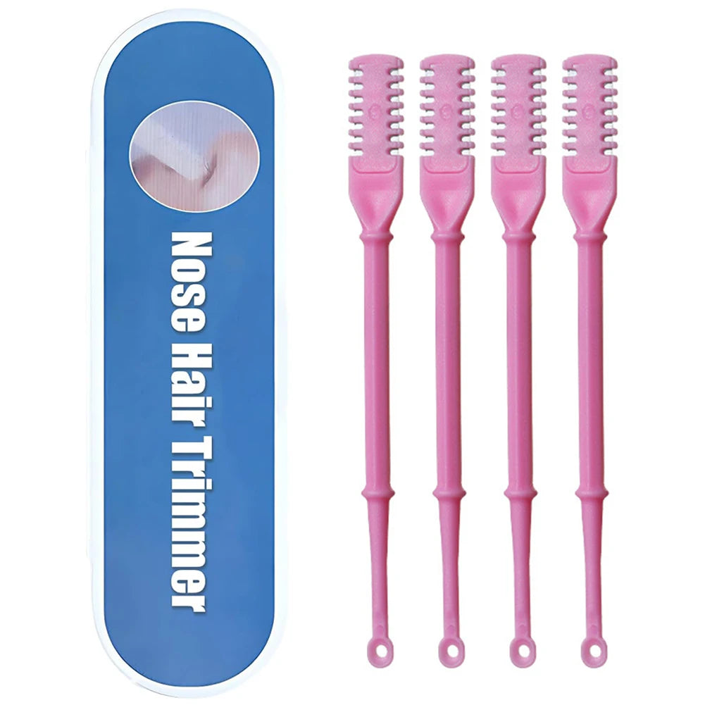 4Pcs Nasal Hair Cutter Nose Hair Trimmer 2-in-1 Manual Nostril Hair Removal Tool Double Sided Blade Hair Removal Accessory